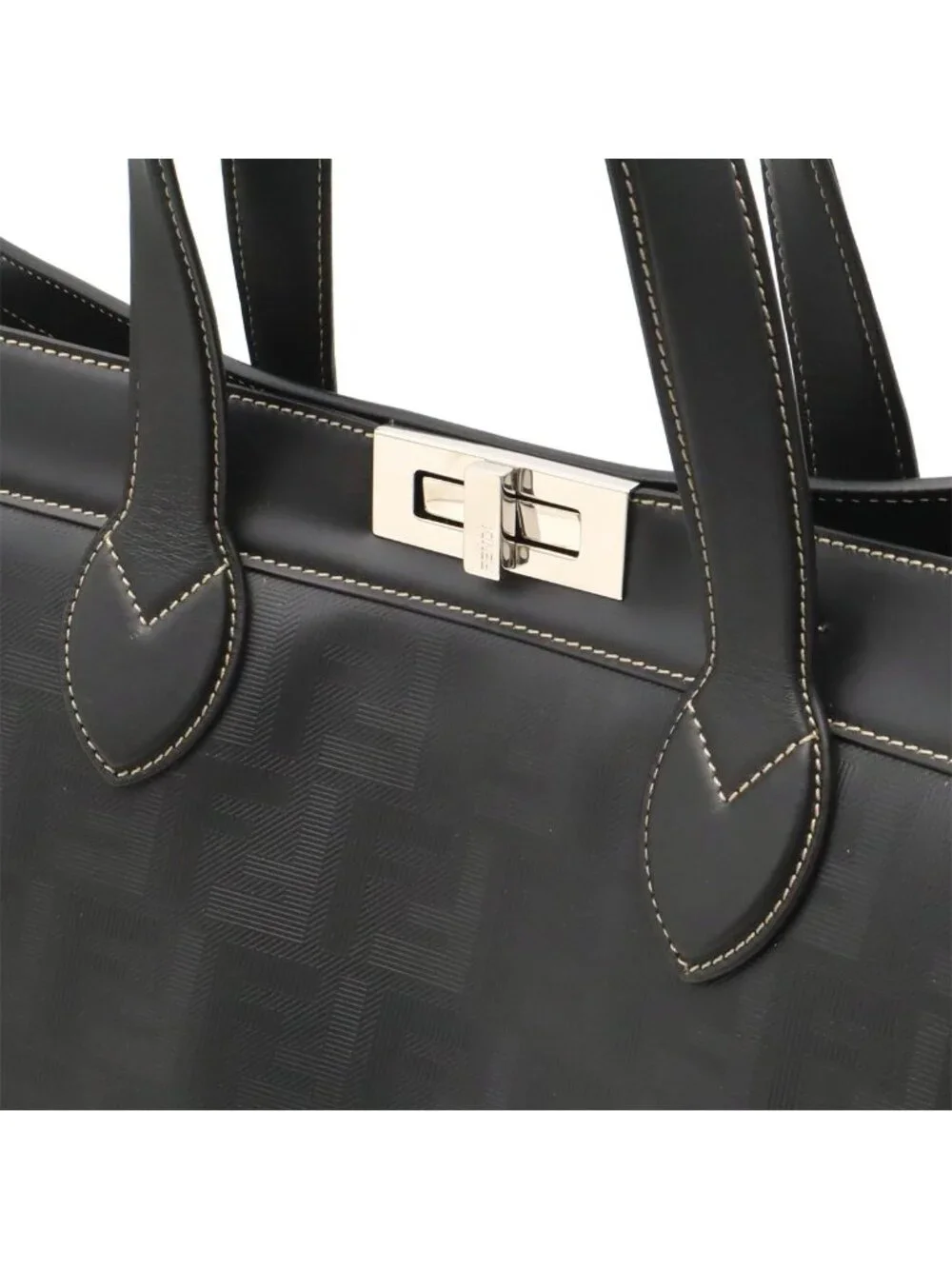 Fendi Peekaboo IC You Forty 8 Tote Large Leather Black Silver Shoulder Pouch